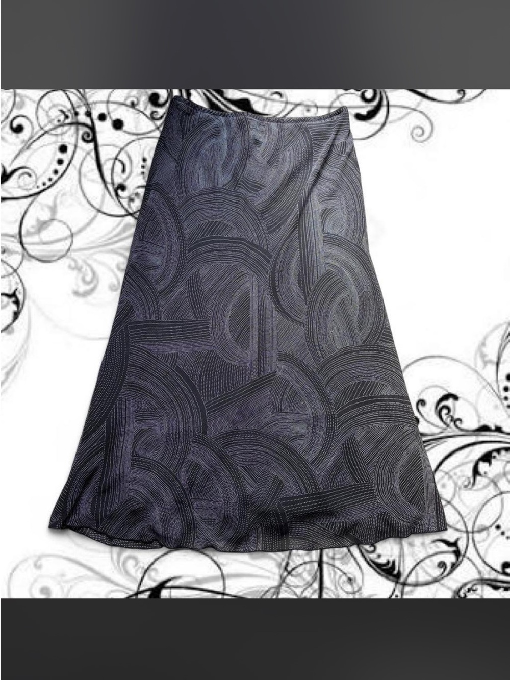 Mirasol Dark Navy Patterned A-Line Skirt